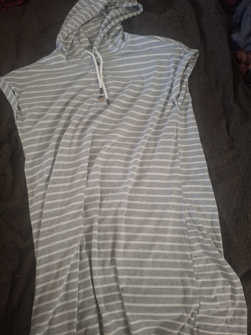 SHEIN Gray & White Striped Hooded Women's Tunic